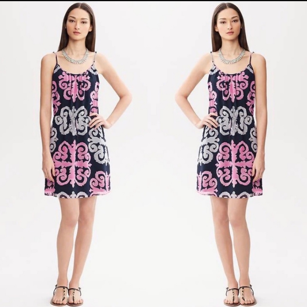 Banana Republic Milly Collection Medallion Print Blue and Pink Dress - 6